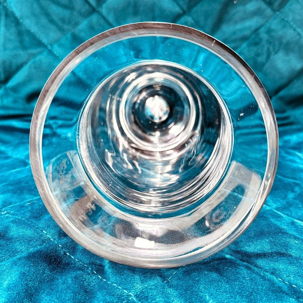 Vtg.‎ Heavy Art Glass Crystal Clear Vase Controlled Bubble Base MCM Flare Blown